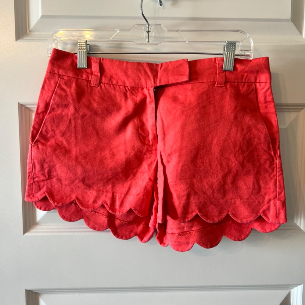J crew linen coral shorts Size 2